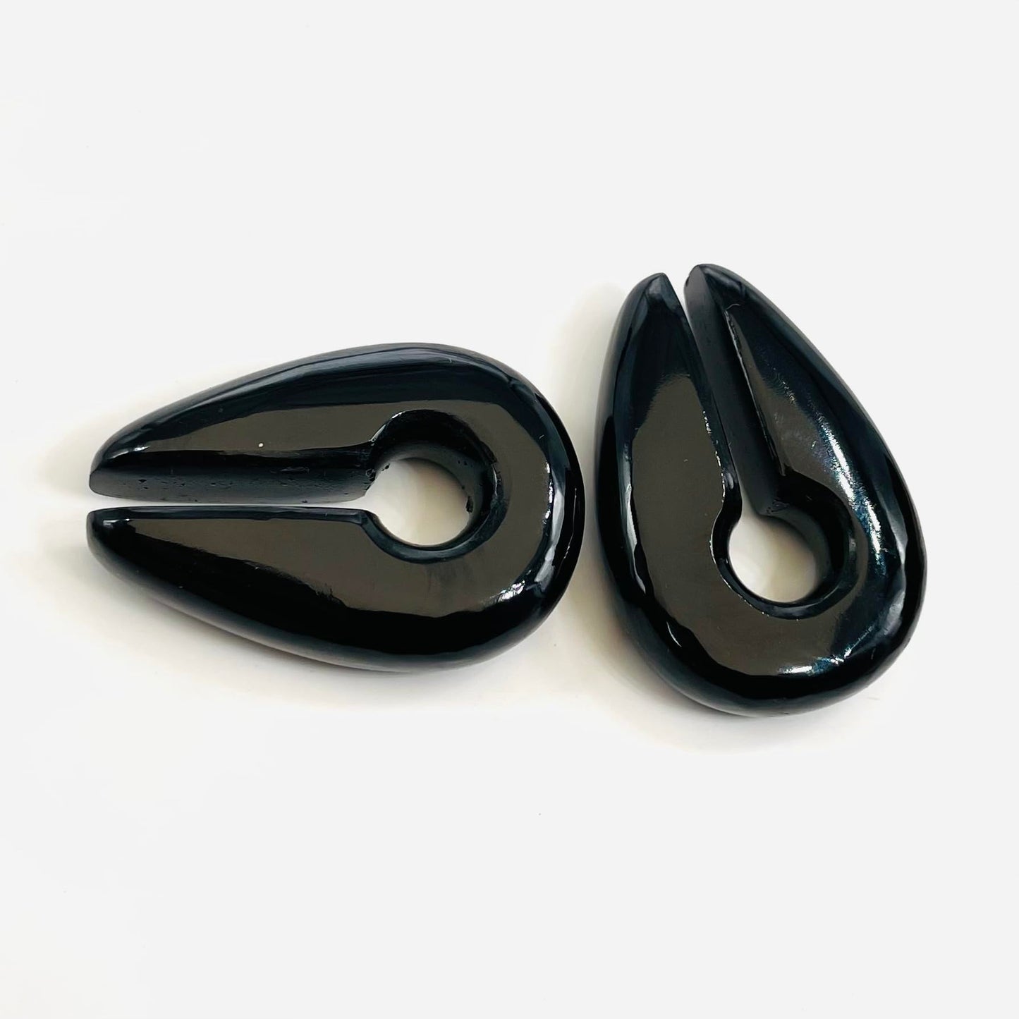 BodyJewels007's Pair of Natural Black Obsidian Gemstone Naga Body Piercing Ear Weights Keyhole Gauges