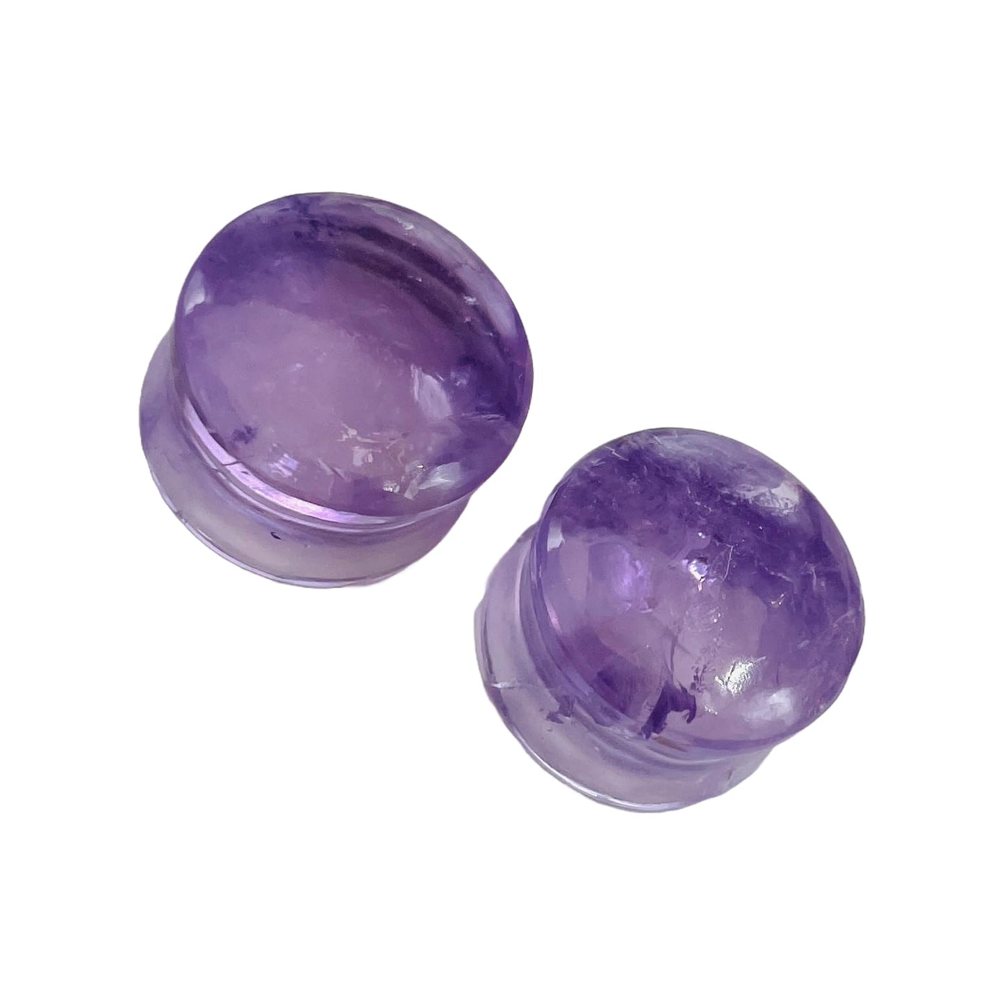 Natural Amethyst Gemstone Double Flared Round Ear Plugs Sizes 3mm - 54mm