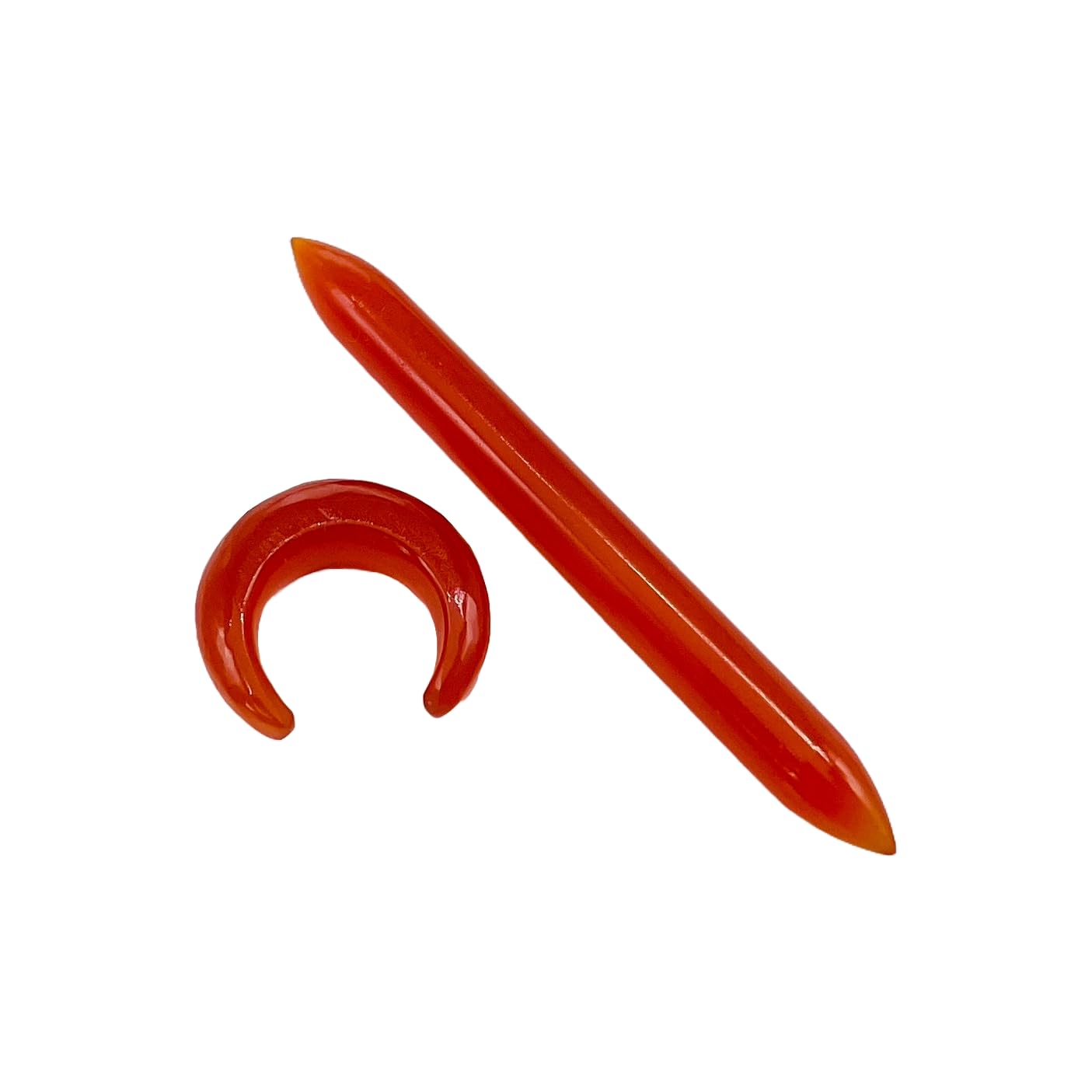 Natural Red Onyx Gemstone Handmade Naga Body Piercing Tribal Septum Crescent Horseshoe Pincher and Spike Tusk Gauges Jewelry, Sizes 2mm (12g) to 12mm (1/2 inch)
