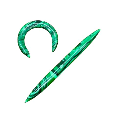 Malachite Crystal Tribal Septum Pincher & Spike Naga Body Piercing Jewelry Gauges, 12g (2mm) to 1/2 inch (12mm), Customized Size Available, Green