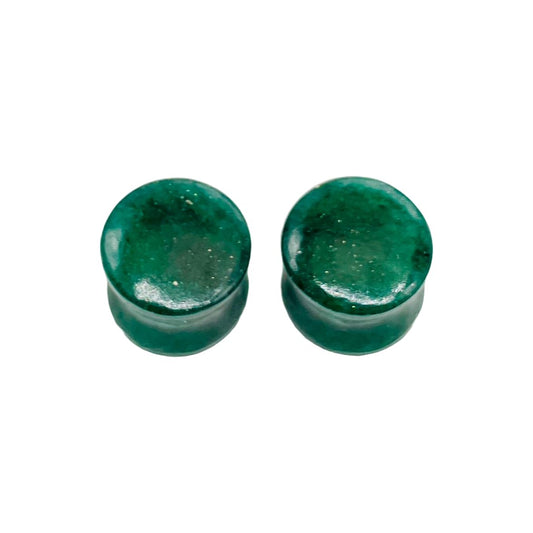 Natural Aventurine Gemstone Gauges, 3mm (8g) to 54mm (2-1/8 inch), Round Double Flared Plugs
