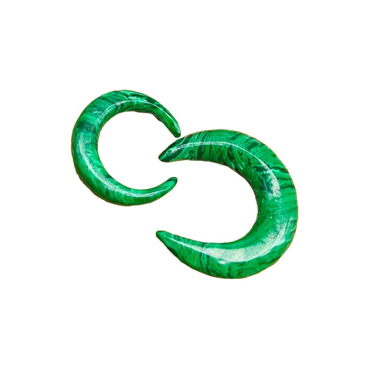 Green Malachite Crystal Handmade Naga Body Piercing Jewelry, Tribal Septum Pincher Gauges, 12g (2mm) to 1/2 inch (12mm), Customizable Sizes