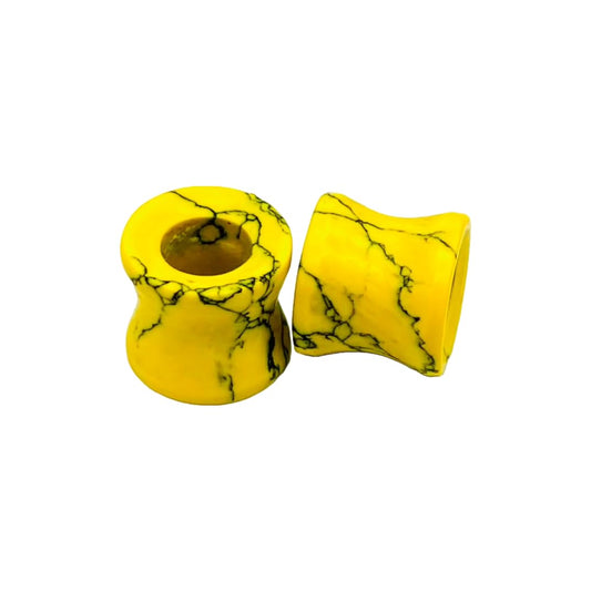 Body Jewelry Pair of Yellow Turquoise Crystal Naga Body Piercing Jewelry Gauges Plugs Tunnels (4mm to 40mm) Customized Size & Wholesale Also Available