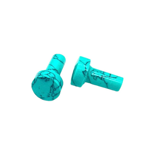 Crystal Gem Turquoise Body Jewelry Plugs, Size 8g-1", Set of 2