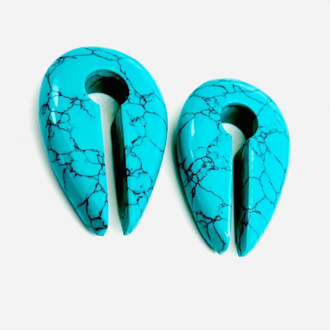 Blue Turquoise Crystal Ear Weights, 6g-00g Sizes, 2 Pieces