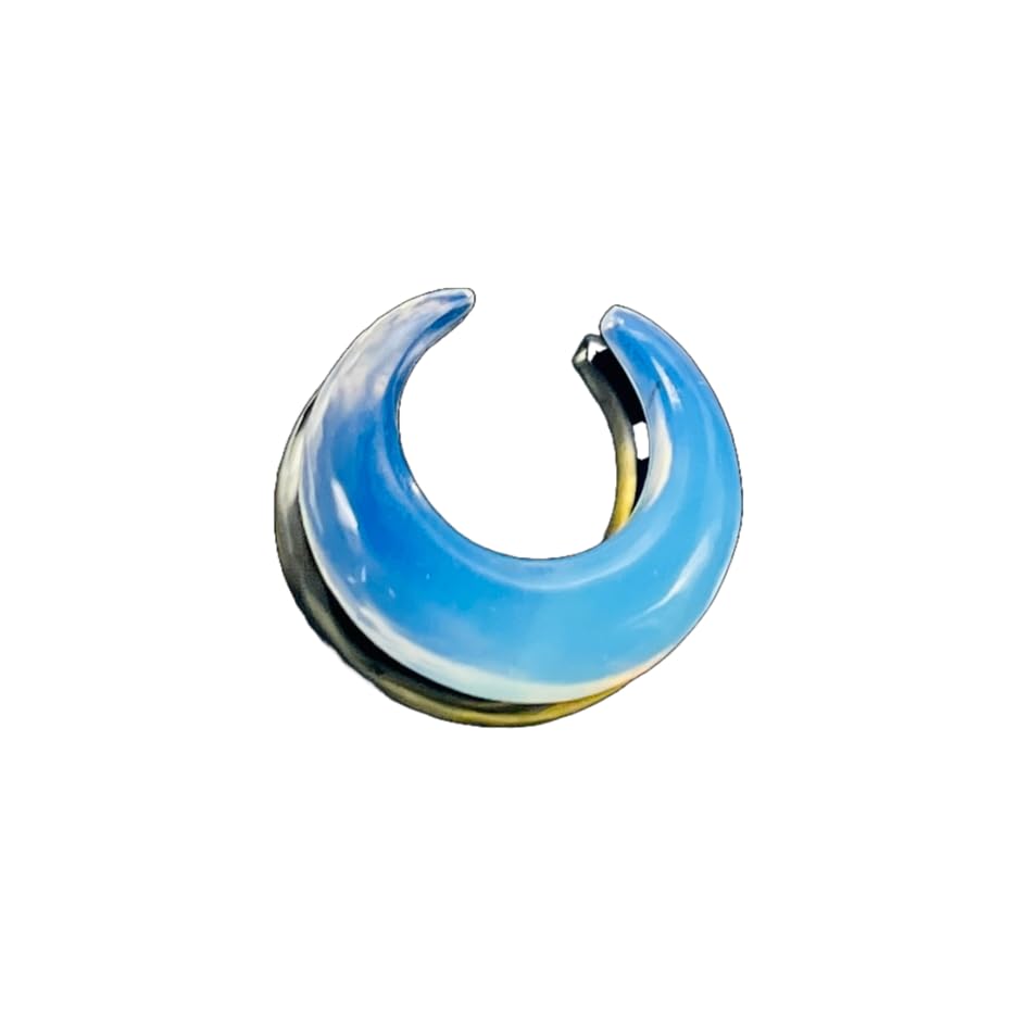 Opalite Glass Handmade Naga Body Piercing Tribal Septum Crescent Horseshoe Pincher Gauges, Sizes 2mm (12g) to 12mm (1/2 inch)