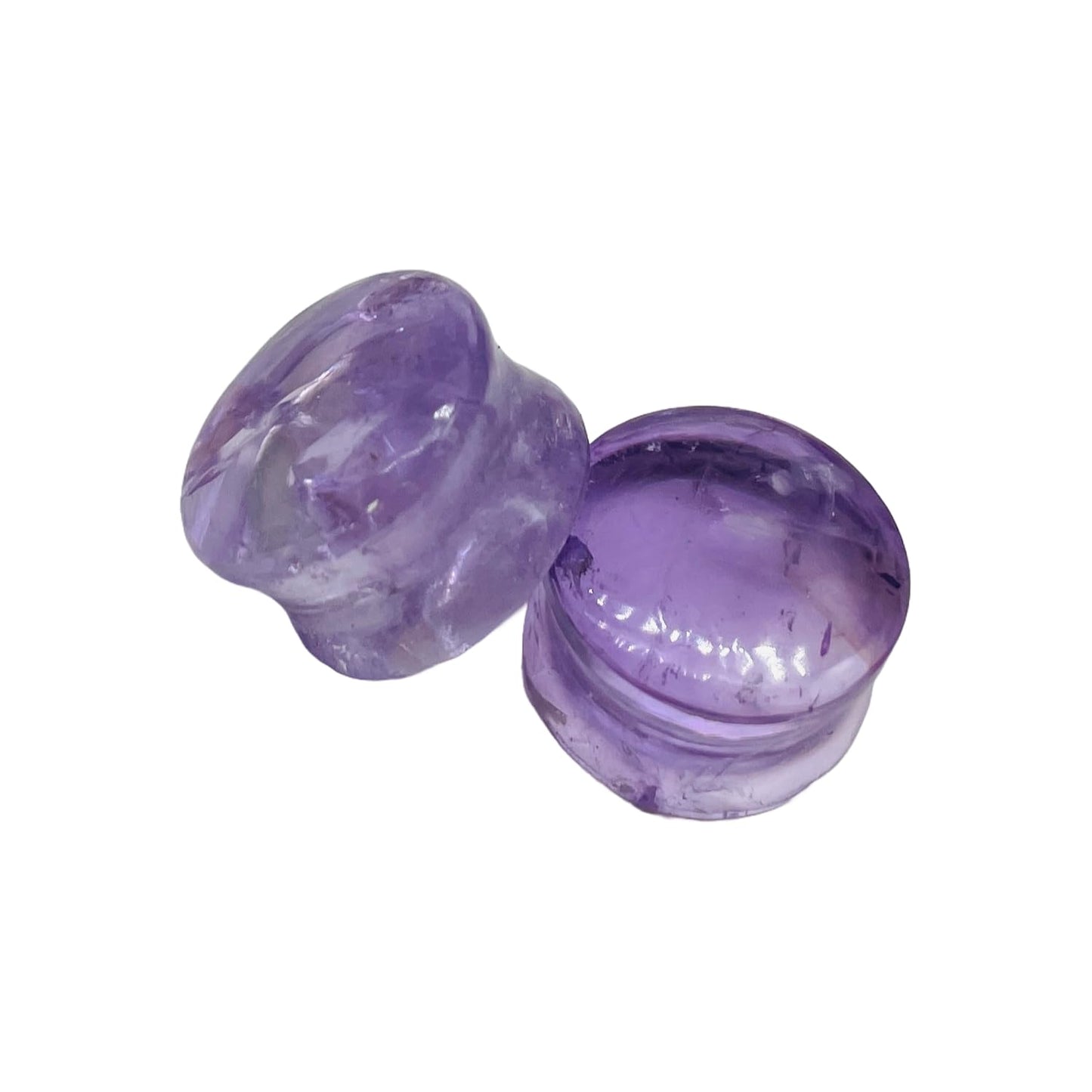 Natural Amethyst Gemstone Double Flared Round Ear Plugs Sizes 3mm - 54mm