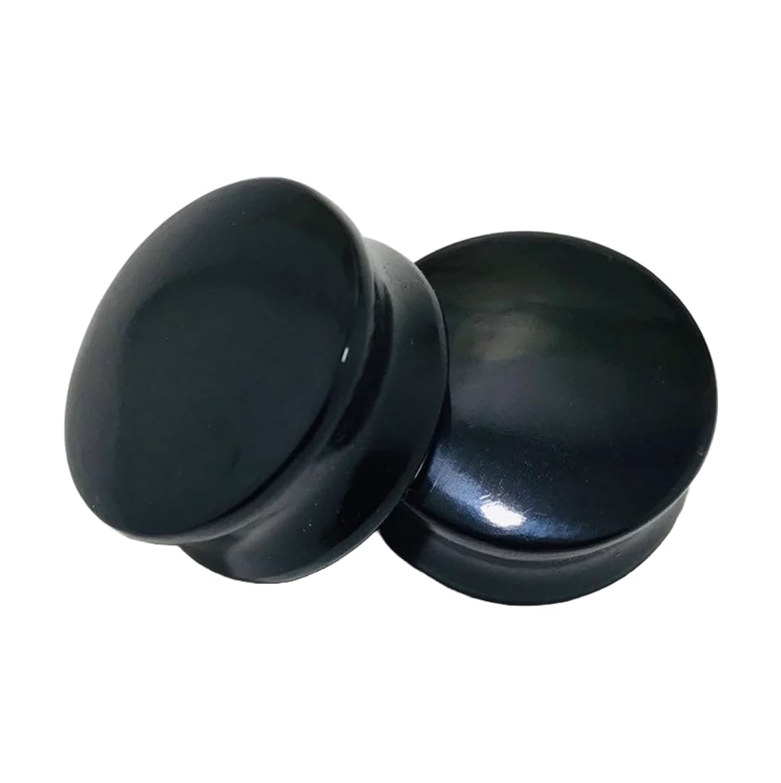 Natural Black Obsidian Crystal Handmade Naga Body Piercing Jewelry Double Flared Round Shaped Ear Gauges Plugs Size 8g (3mm) to 2-1/8” (54mm)