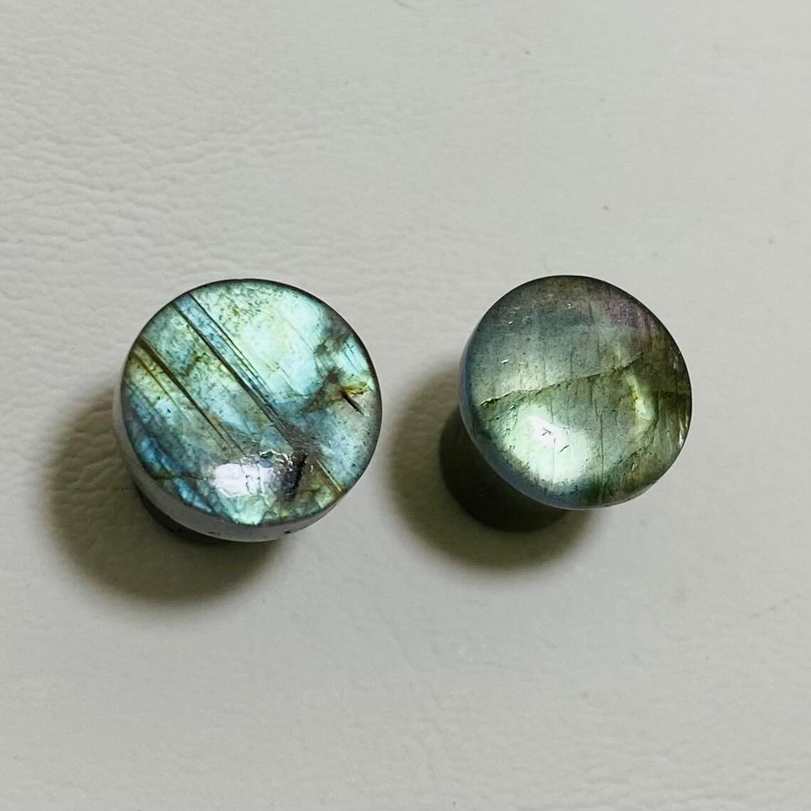 Labradorite Gemstone Naga Body Piercing Jewelry Round Shaped Single Flared Ear Piercing Gauges Plugs Size 8g (3mm) to 1" (25mm)