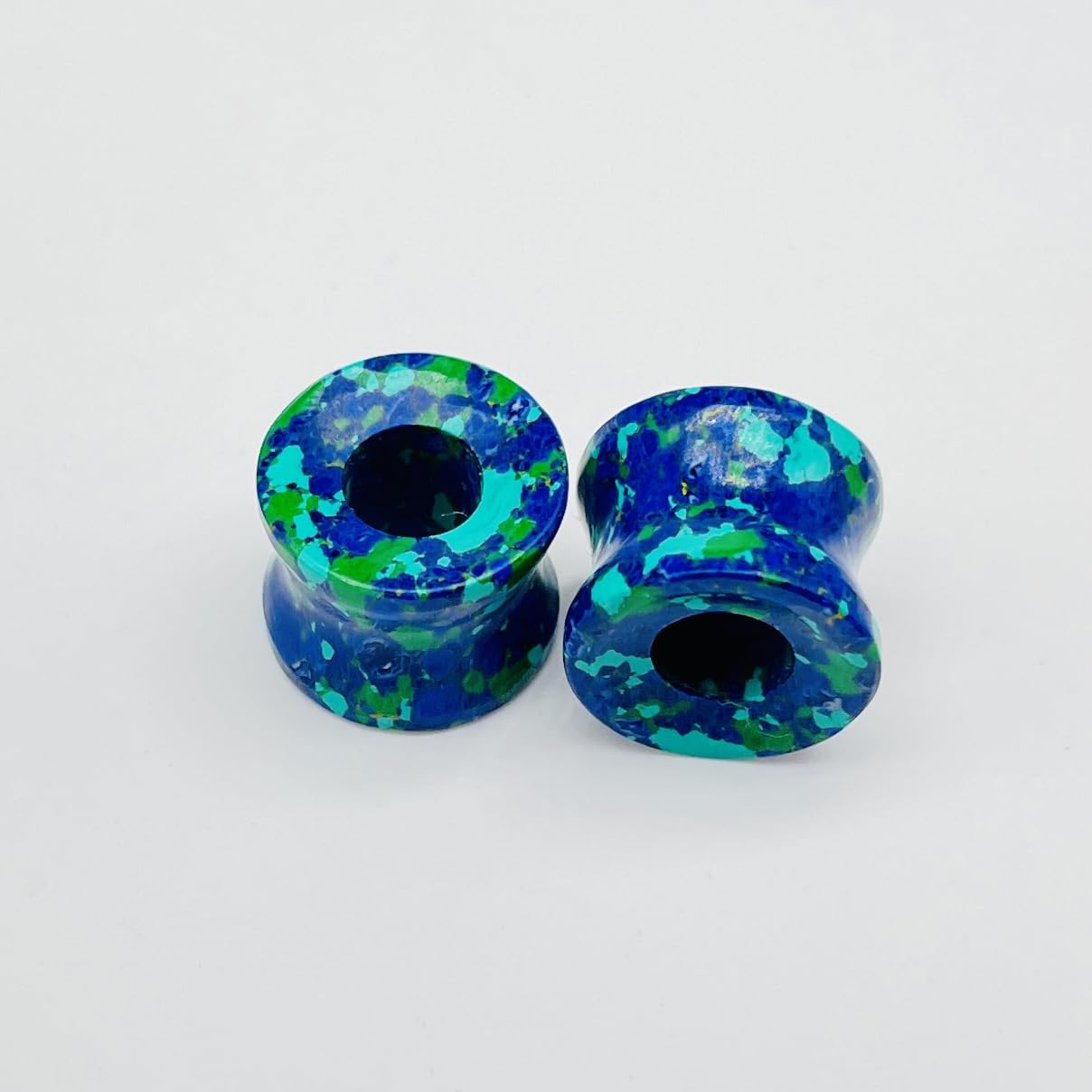 Body Jewelry Naga Style Lapis Malachite Mixed Crystal Double Flared Plugs Gauge Plug (4mm) - 40mm