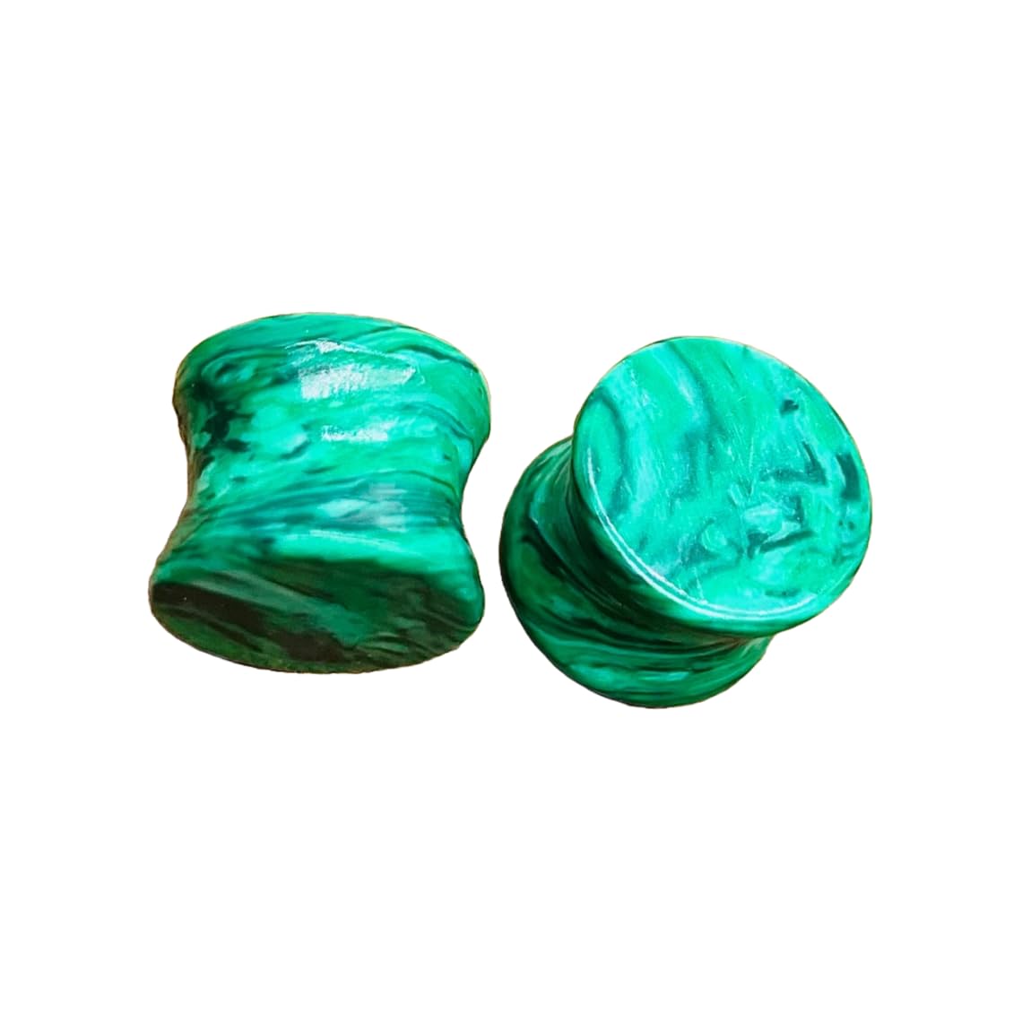Green Malachite Crystal Double Flared Ear Gauges, 3mm to 54mm (8g to 2-1/8 inches), Pair