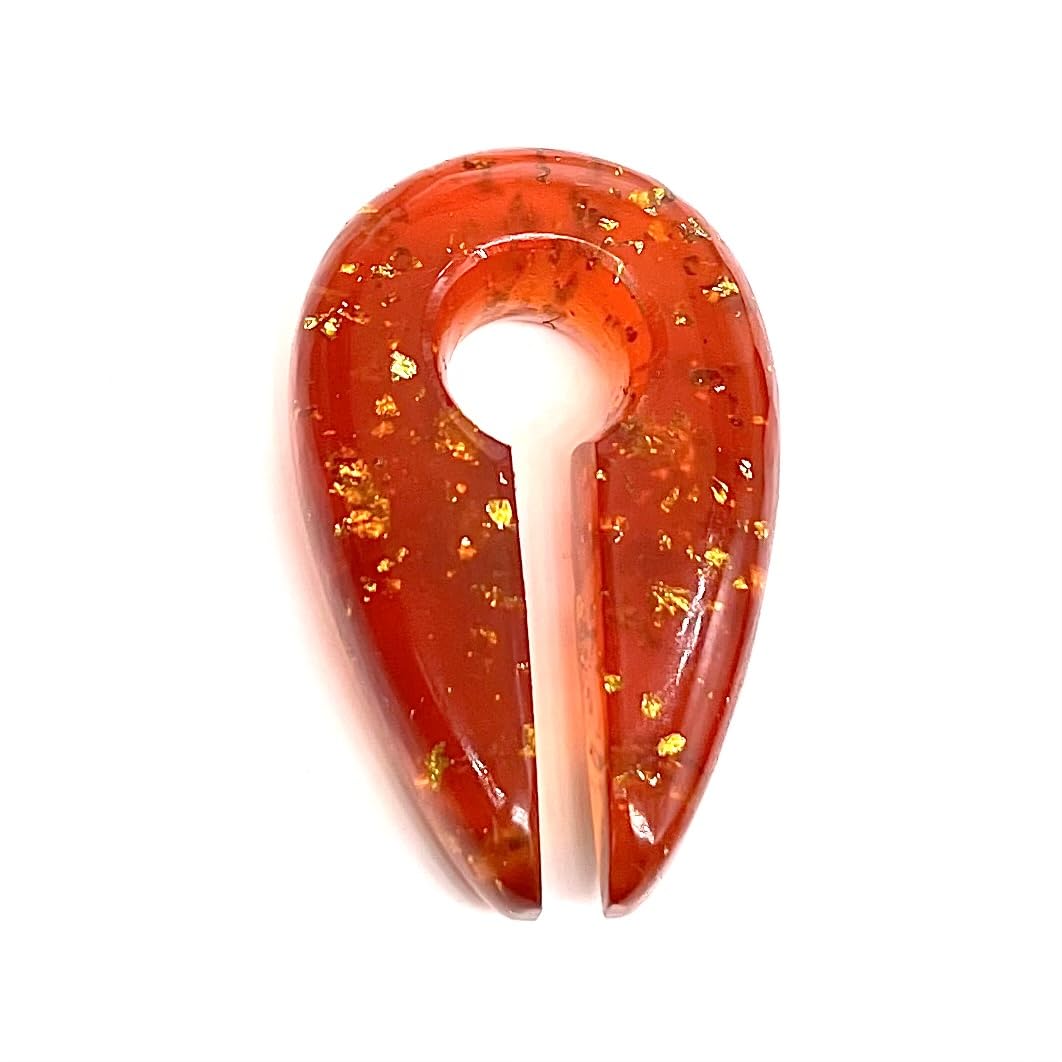 Amber Stone Handcrafted Drop Shape Ear Weights Keyhole Gauges Ear Piercing Naga Body Jewelry Size 2g (6mm), 0g (8mm) & 00g (10mm) & Customized Wholesale Also Available