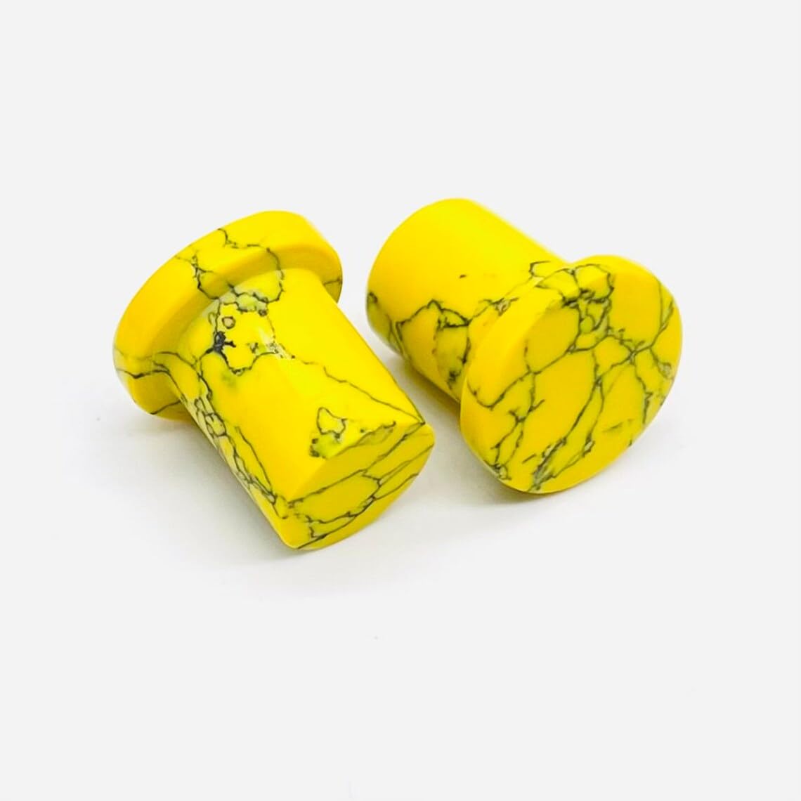 Crystal Ear Plugs, Yellow Turquoise, Custom Sizes 8g-1", Set of 2