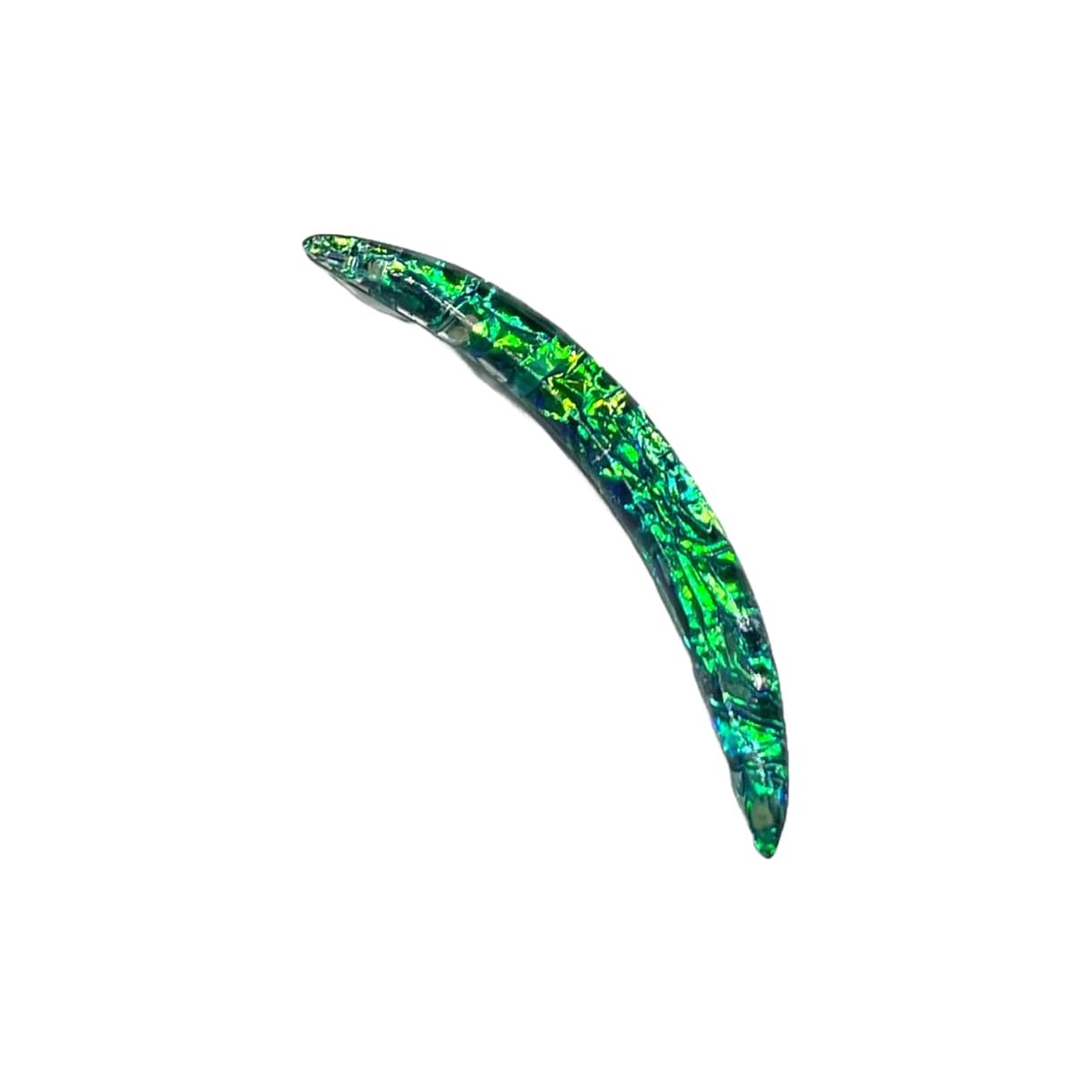 Green Opal Glitter Stone Septum Curved Tusk Spike, 12g-1/2", Custom Sizes, Opaque Gemstones