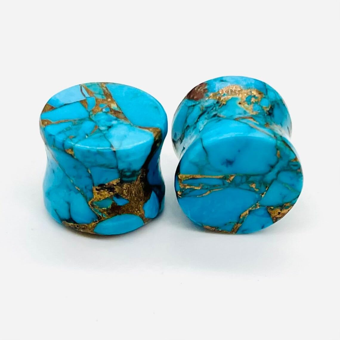 Naga Plug Body Piercing Jewelry American Blue Copper Turquoise Stone Double Flared Round Shaped Ear Plugs Gauge 8g (3mm) to 1" (25mm) Custom Size & Wholesale Available