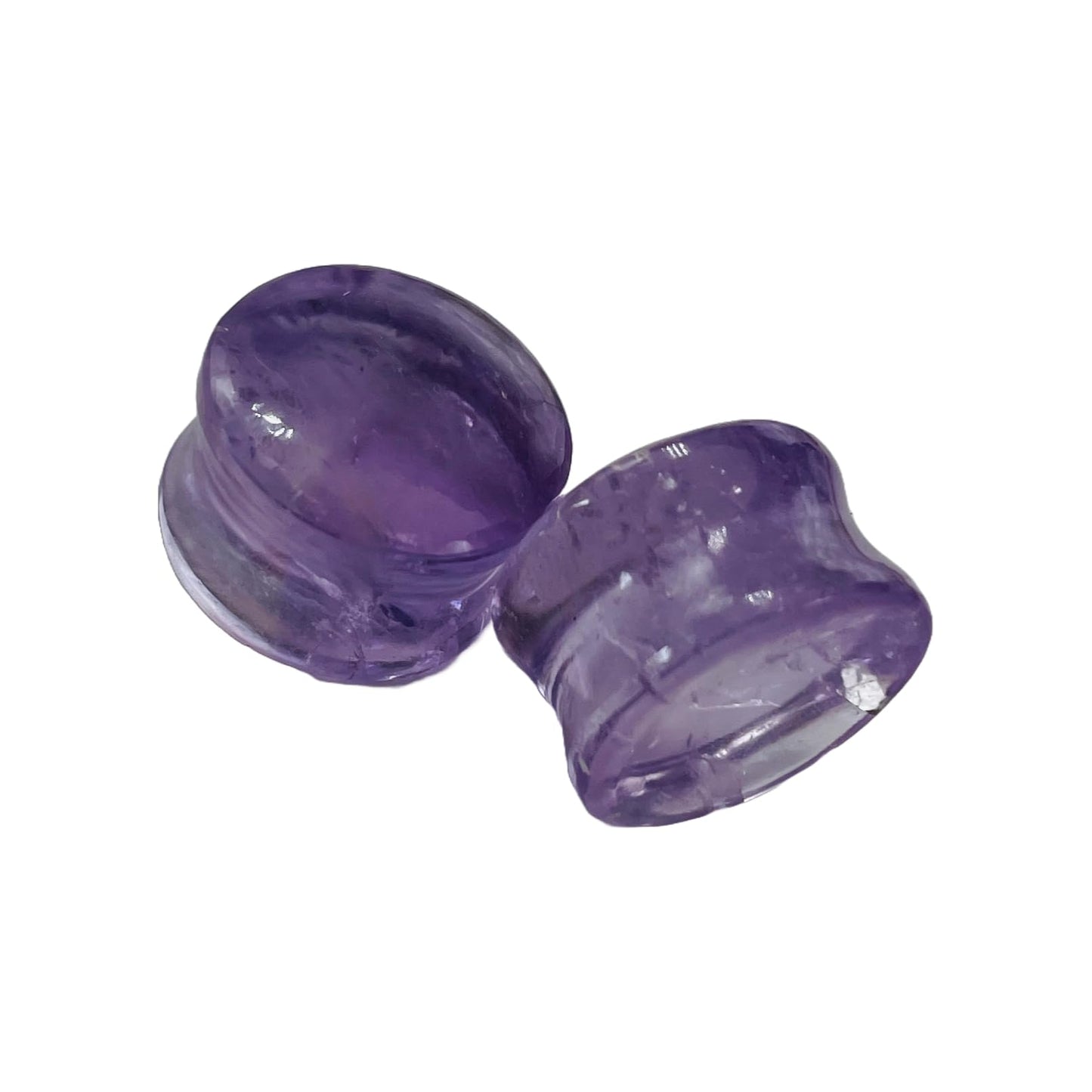 Natural Amethyst Gemstone Double Flared Round Ear Plugs Sizes 3mm - 54mm