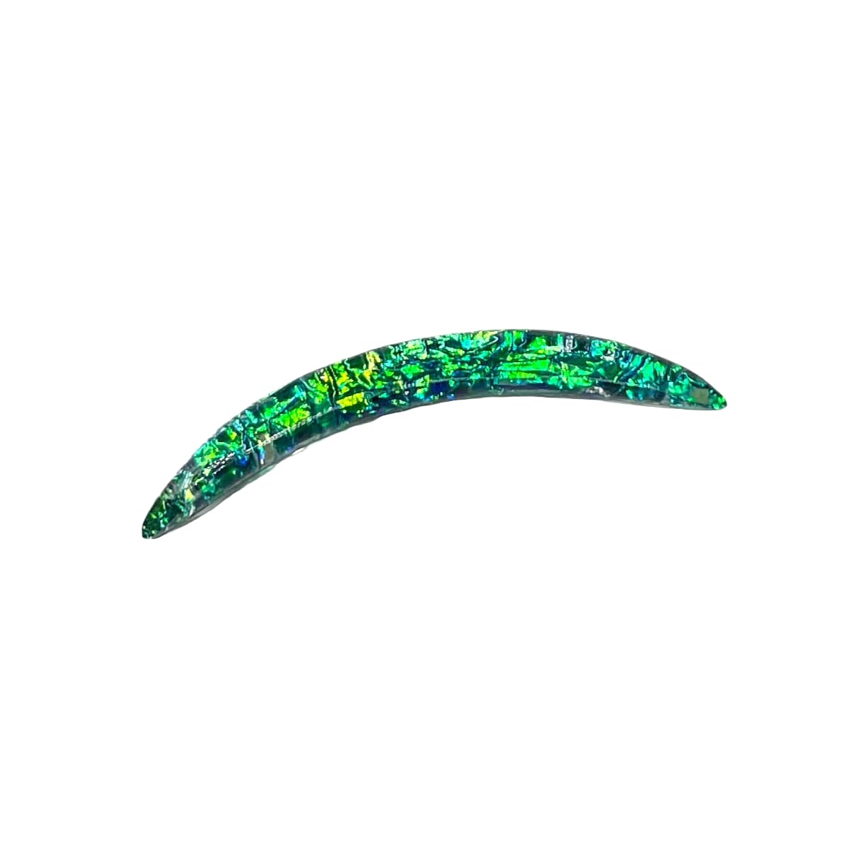 Green Opal Glitter Stone Septum Curved Tusk Spike, 12g-1/2", Custom Sizes, Opaque Gemstones