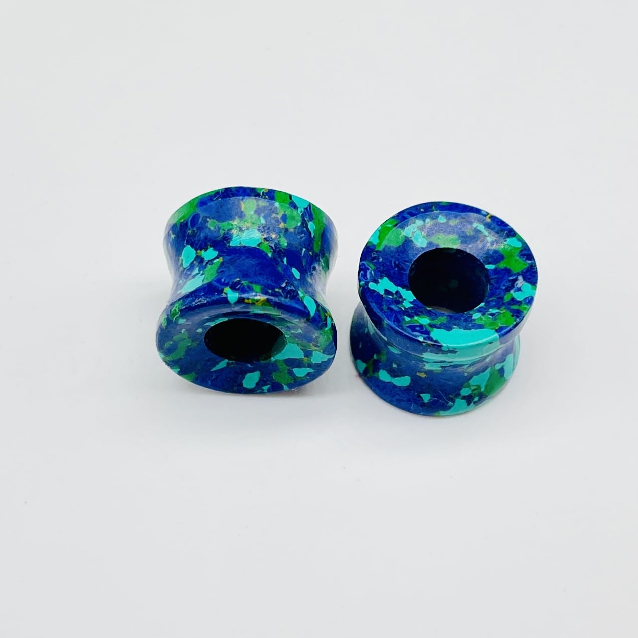 Body Jewelry Naga Style Lapis Malachite Mixed Crystal Double Flared Plugs Gauge Plug (4mm) - 40mm
