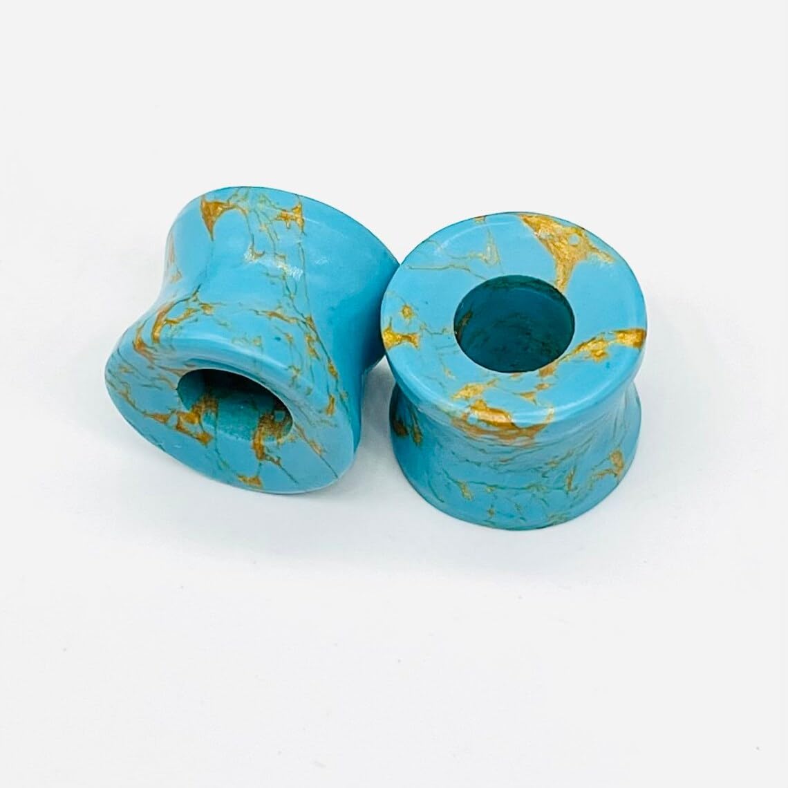 American Blue Copper Turquoise Crystal Body Jewelry Plug Tunnel Naga Earrings for Ear Piercing 4mm to 40mm (6g to 40mm) Ear Plugs Gauges for Earrings