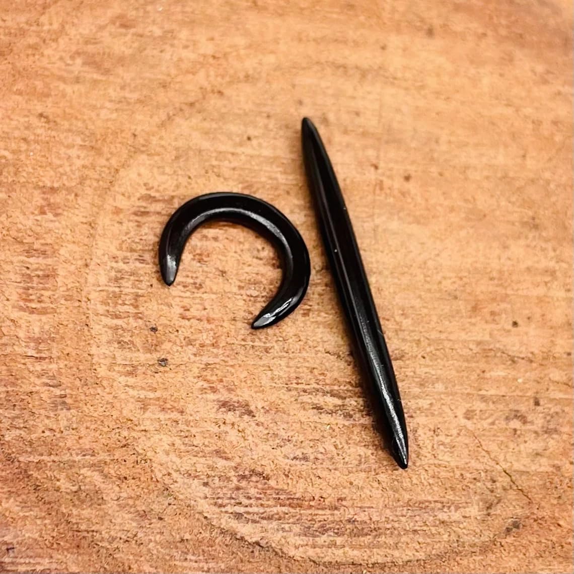 Natural Black Obsidian Crystal Handmade Naga Body Piercing Jewelry, Tribal Septum Tusk Straight Spike & Pincher Gauges, 12g (2mm) to 1/2 inch (12mm), Customized Size Available