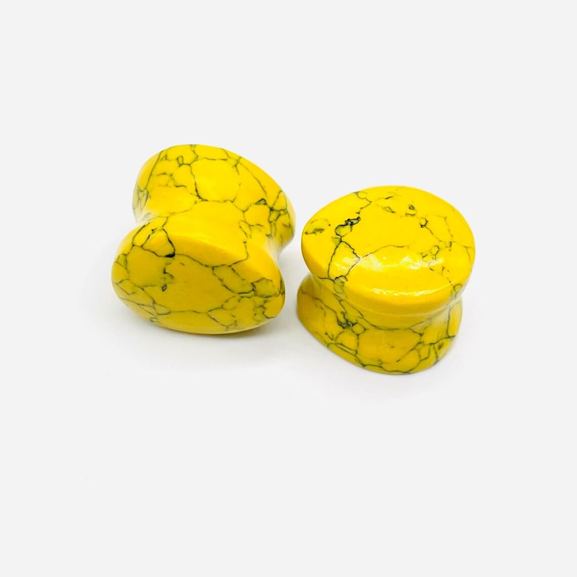 Naga Body Jewelry Pair of Yellow Turquoise Crystal Handmade Ear Piercing Double Flared Drop Shaped Gauges & Plugs Size 8g (3mm) to 1" (25mm) Customized & Wholesale Available