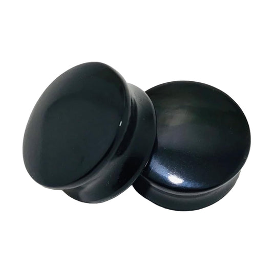 Natural Black Obsidian Crystal Handmade Naga Body Piercing Jewelry Double Flared Round Shaped Ear Gauges Plugs Size 8g (3mm) to 2-1/8” (54mm)