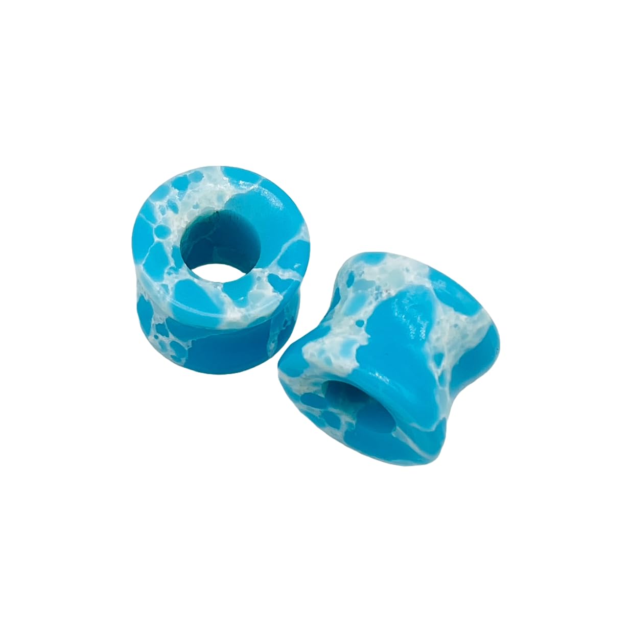 Body Piercing Jewelry Pair of Naga Style Larimar Crystal Handmade Naga Body Piercing Gauges Plugs Ear Tunnels Size 6g (4mm) to 40mm Customized Size & Wholesale Also Available