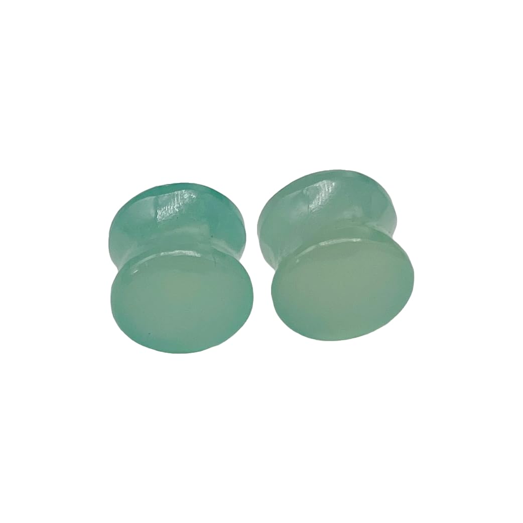 Natural Aqua Chalcedony Gemstone Ear Plugs Gauges, Sizes 3mm to 25mm