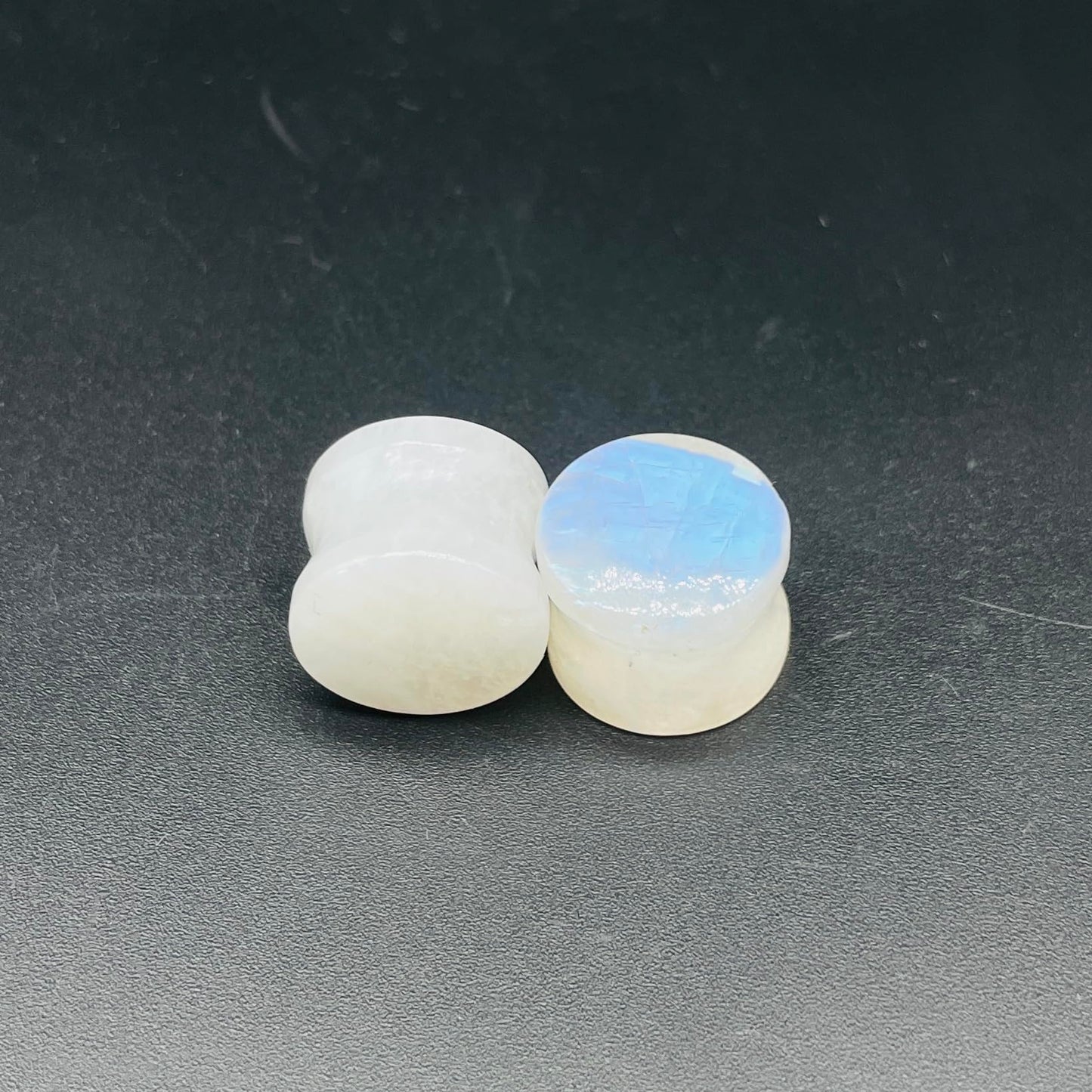 Opalescent Moonstone Gemstone Naga Body Piercing Jewelry Double Flared Round Shaped Ear Gauges Plugs Size 8g (3mm) to 1" (25mm) Customized Size & Wholesale Also Available