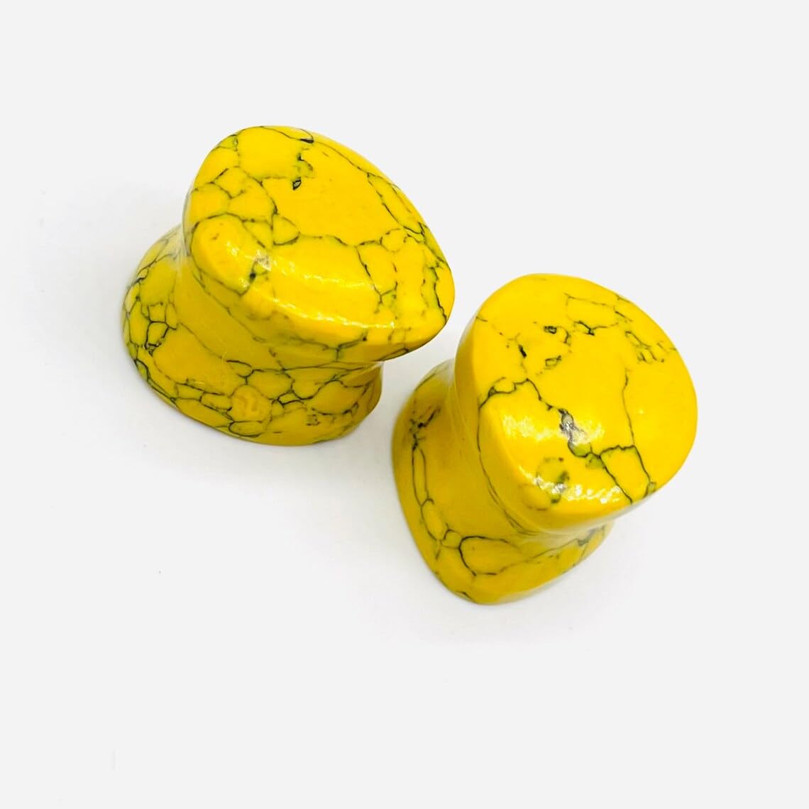 Naga Body Jewelry Pair of Yellow Turquoise Crystal Handmade Ear Piercing Double Flared Drop Shaped Gauges & Plugs Size 8g (3mm) to 1" (25mm) Customized & Wholesale Available