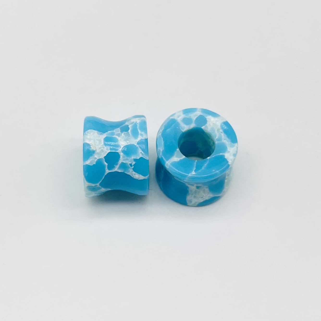Body Piercing Jewelry Pair of Naga Style Larimar Crystal Handmade Naga Body Piercing Gauges Plugs Ear Tunnels Size 6g (4mm) to 40mm Customized Size & Wholesale Also Available