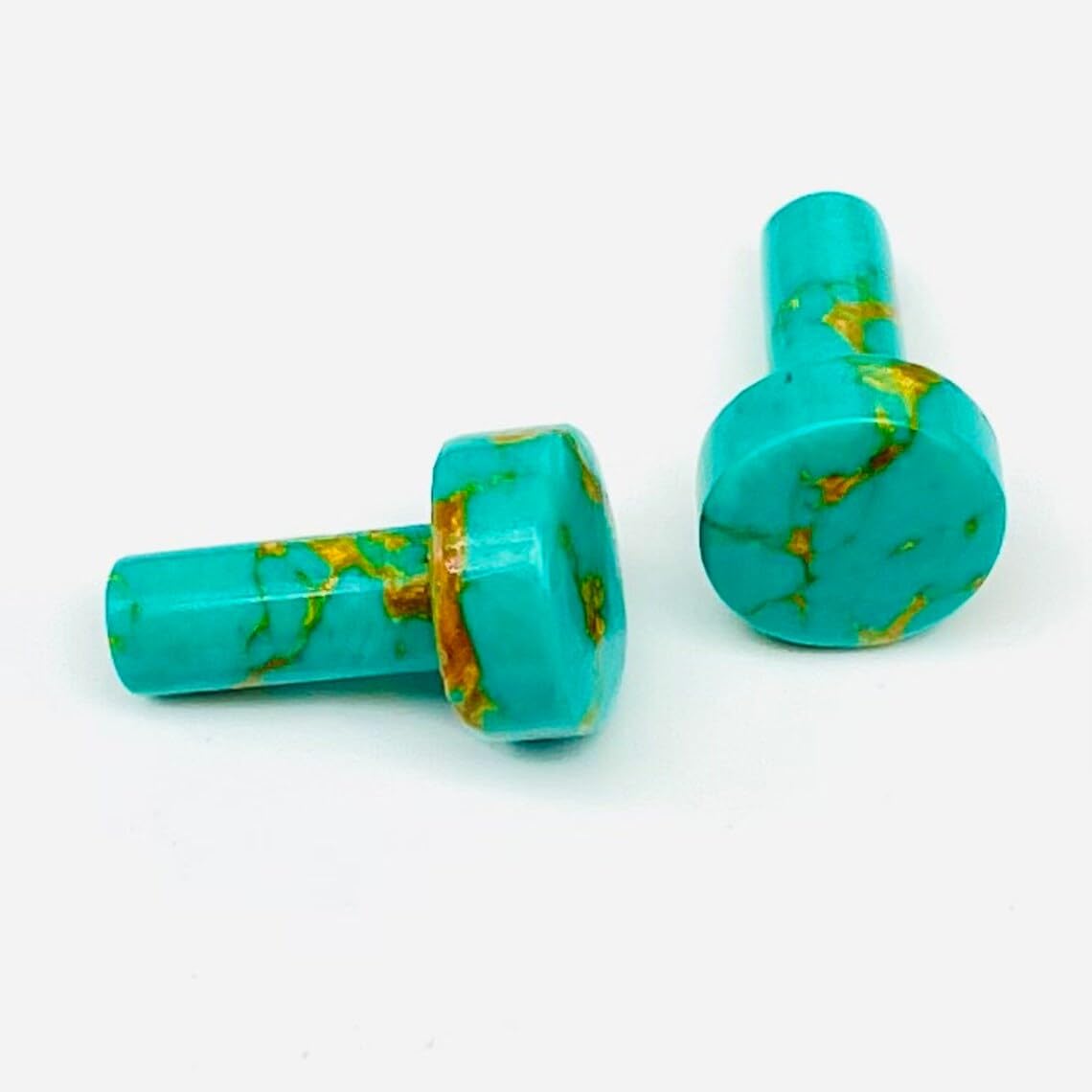 Turquoise Crystal Body Jewelry Plugs, Size 8g to 1", Handmade, Set of 2