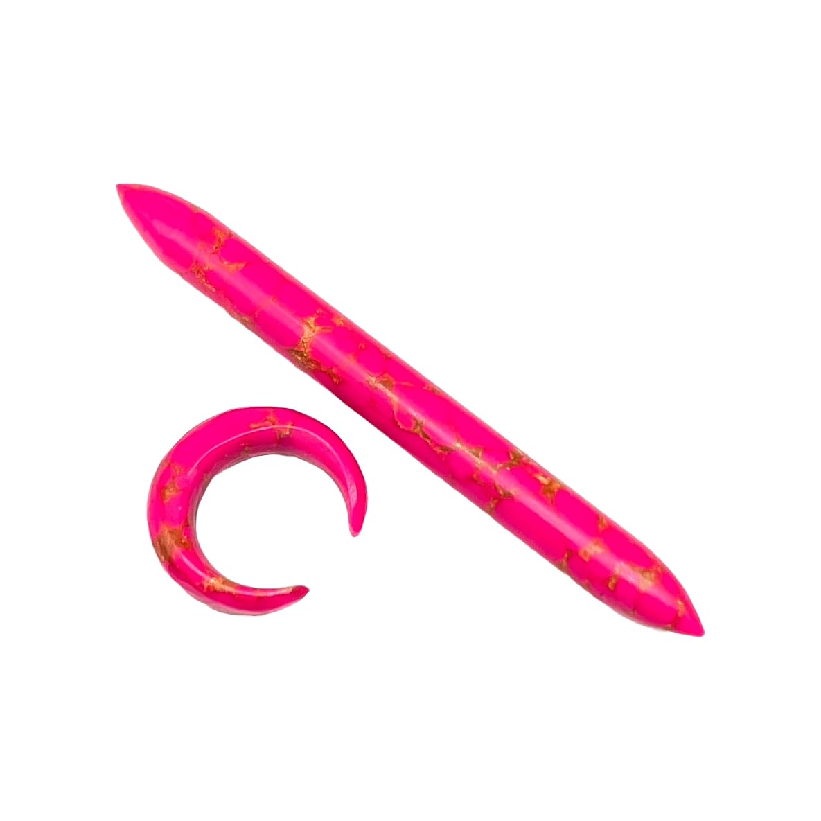 Pink Copper Turquoise Crystal Tribal Septum Pincher & Straight Tusk Spike Gauges, 12g-1/2", Custom Sizes Available