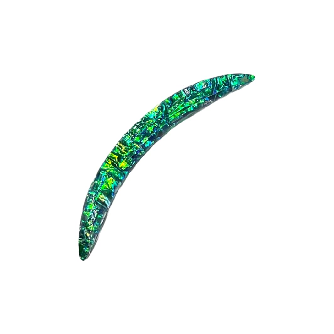 Green Opal Glitter Stone Septum Curved Tusk Spike, 12g-1/2", Custom Sizes, Opaque Gemstones