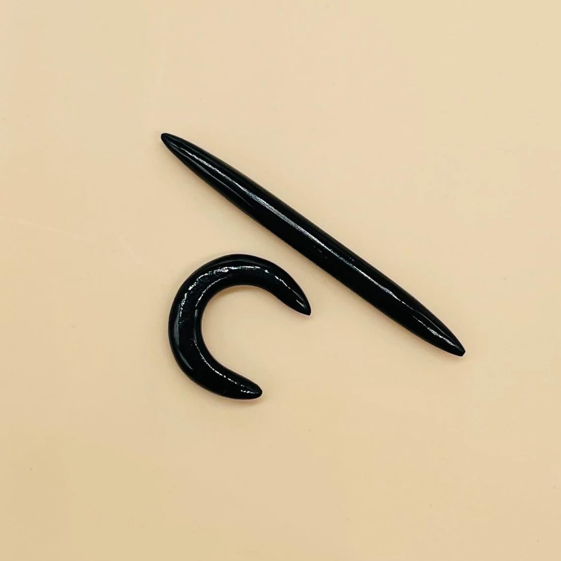 Natural Black Obsidian Crystal Handmade Naga Body Piercing Jewelry, Tribal Septum Tusk Straight Spike & Pincher Gauges, 12g (2mm) to 1/2 inch (12mm), Customized Size Available