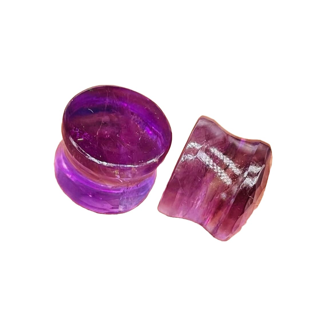 Natural Amethyst Stone Ear Plugs – Double Flared Saddle Fit Gauges – Flat Face Design – Handcrafted Crystal Pair for Stretched Ears – Deep Purple Gemstone Body Jewelry