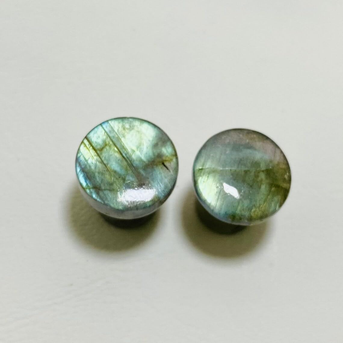 Labradorite Gemstone Naga Body Piercing Jewelry Round Shaped Single Flared Ear Piercing Gauges Plugs Size 8g (3mm) to 1" (25mm)