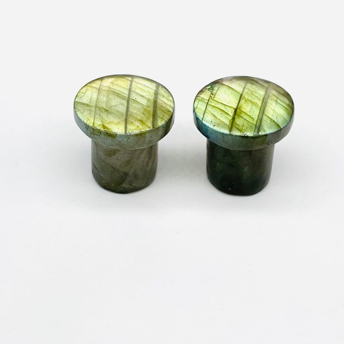 Natural Yellow Flash Labradorite Gemstone Naga Body Piercing Jewelry Single Flare Ear Gauges Plugs Size 8g (3mm) to 1" (25mm) Custom Size & Wholesale Available