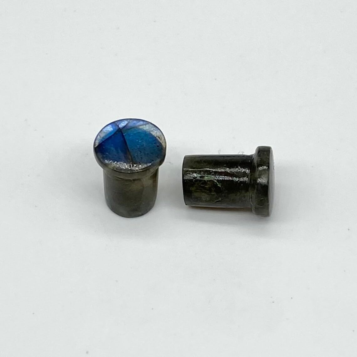 Body Piercing Jewelry Blue Labradorite Round Shaped Single Flare Ear Piercing Gauges & Plugs Size 8g (3mm) to 1" (25mm) Customized Size & Wholesale Also Available