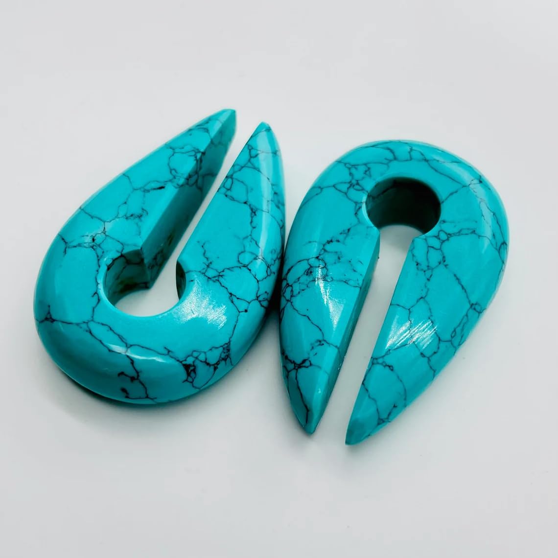 Blue Turquoise Crystal Ear Weights, 6g-00g Sizes, 2 Pieces