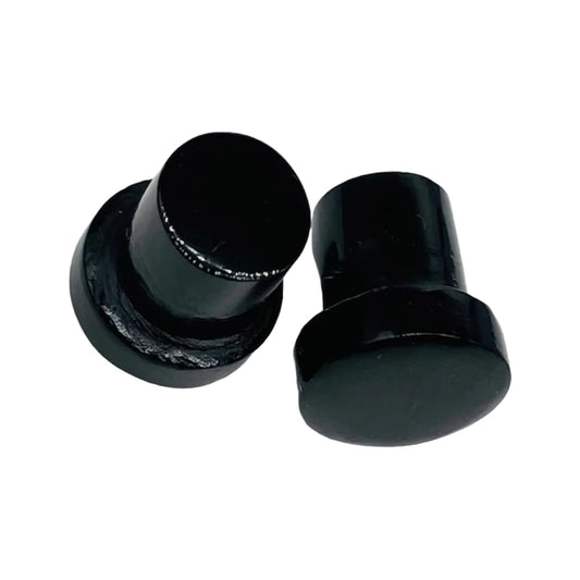 Black Obsidian Crystal Body Piercing Plugs, Customizable Sizes 8g-1", Single Flared Design