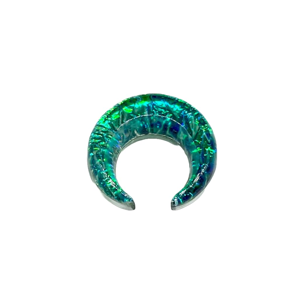 Green Opal Glitter Glass Stone Septum Pincher Nose Ring Size 12g-1/2in