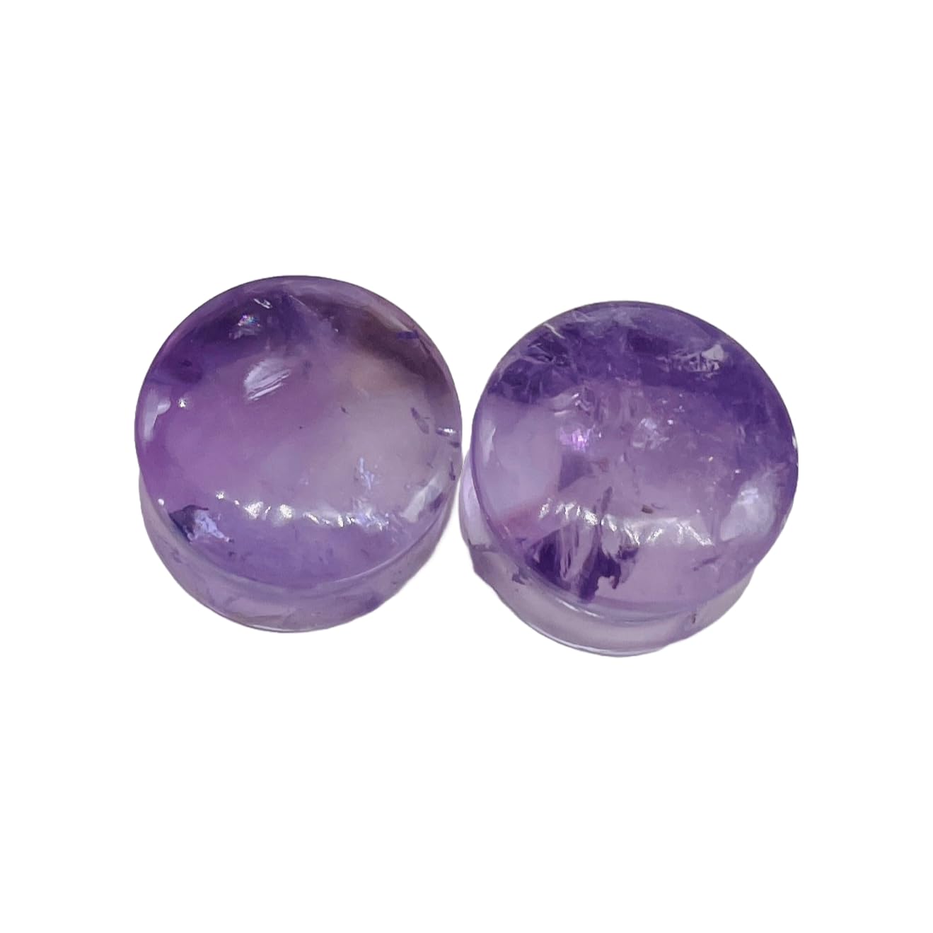 Natural Amethyst Gemstone Double Flared Round Ear Plugs Sizes 3mm - 54mm