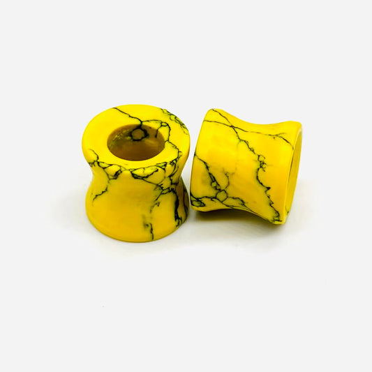 Body Jewelry Pair of Yellow Turquoise Crystal Naga Body Piercing Jewelry Gauges Plugs Tunnels (4mm to 40mm) Customized Size & Wholesale Also Available