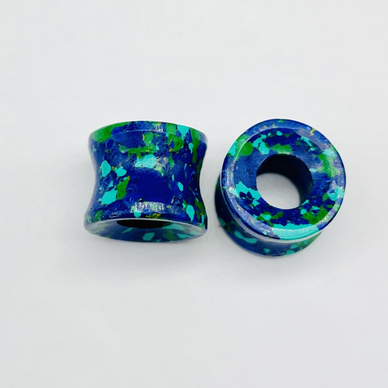 Body Jewelry Naga Style Lapis Malachite Mixed Crystal Double Flared Plugs Gauge Plug (4mm) - 40mm