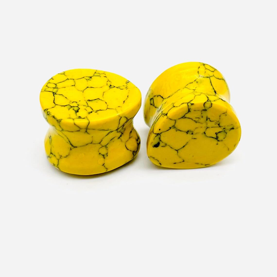 Naga Body Jewelry Pair of Yellow Turquoise Crystal Handmade Ear Piercing Double Flared Drop Shaped Gauges & Plugs Size 8g (3mm) to 1" (25mm) Customized & Wholesale Available