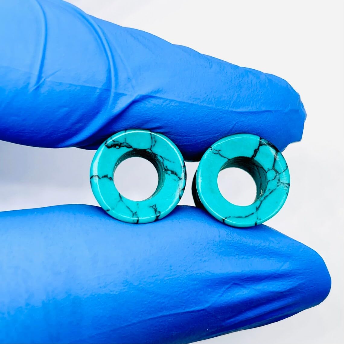 Blue Turquoise Crystal Body Jewelry Plugs Tunnels, 4mm-40mm, 2pc Set