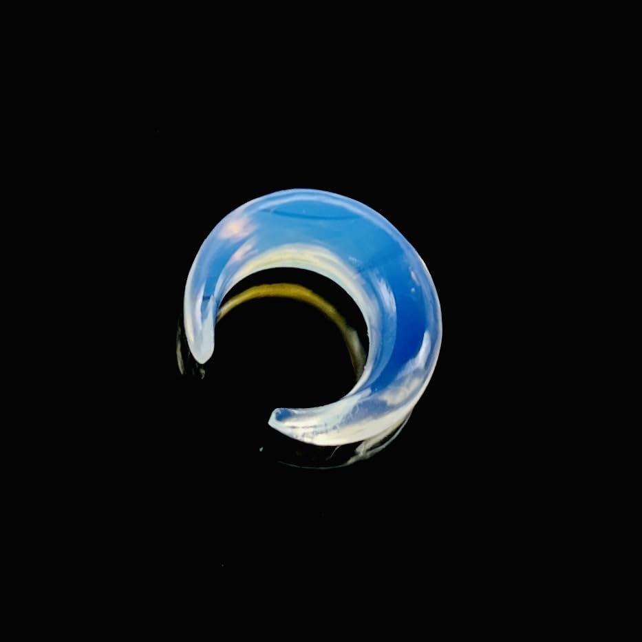Opalite Glass Handmade Naga Body Piercing Tribal Septum Crescent Horseshoe Pincher Gauges, Sizes 2mm (12g) to 12mm (1/2 inch)