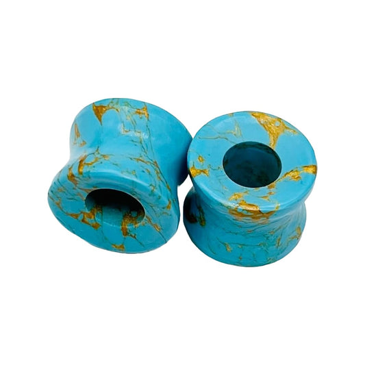 American Blue Copper Turquoise Crystal Body Jewelry Plug Tunnel Naga Earrings for Ear Piercing 4mm to 40mm (6g to 40mm) Ear Plugs Gauges for Earrings