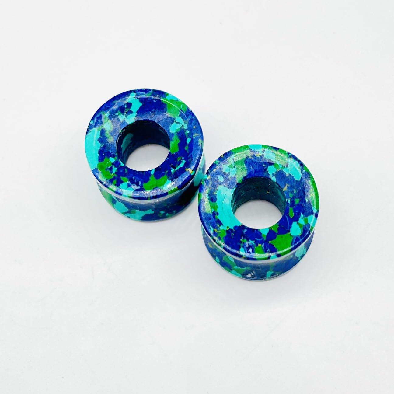 Body Jewelry Naga Style Lapis Malachite Mixed Crystal Double Flared Plugs Gauge Plug (4mm) - 40mm